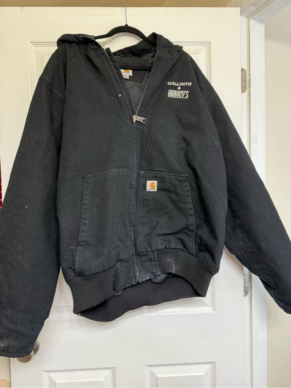 Carhartt Black Hooded Work Jacket - Williams Harvey's Logo